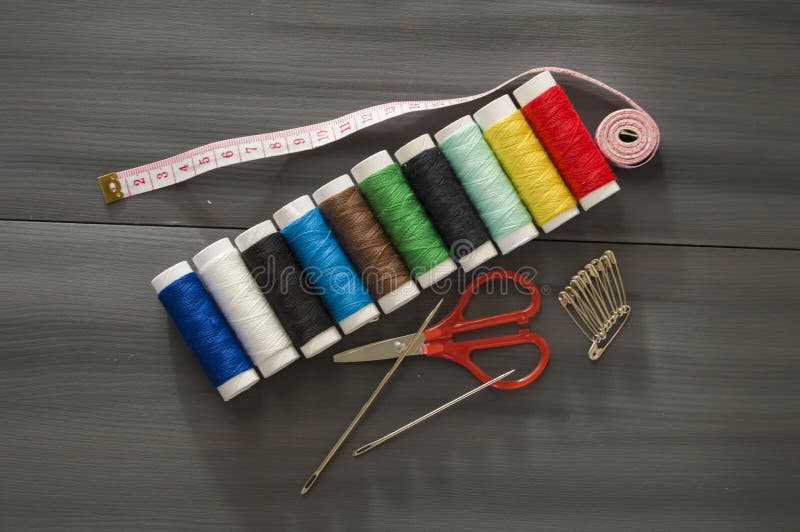 Sewing Needle and Colored Spool Yarns, Multicolored Spool Yarns, Sewing