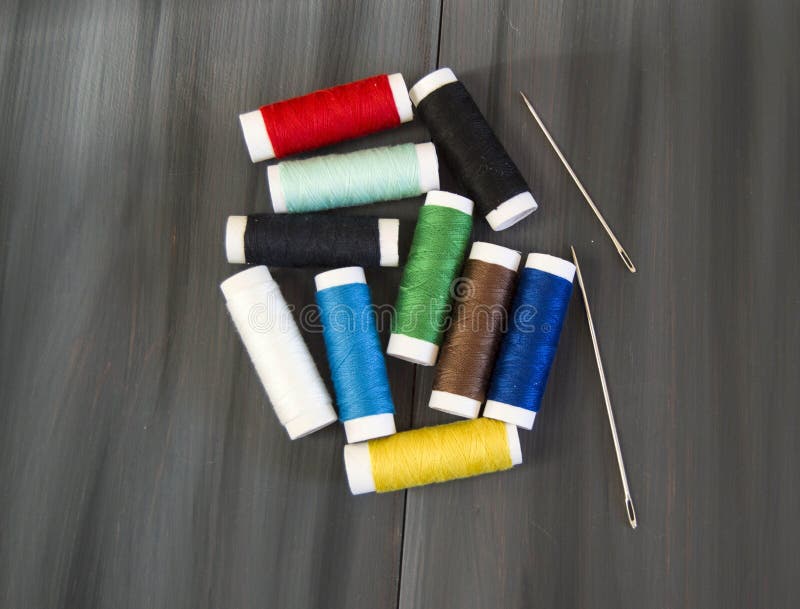 Sewing Needle and Colored Spool Yarns, Multicolored Spool Yarns, Sewing