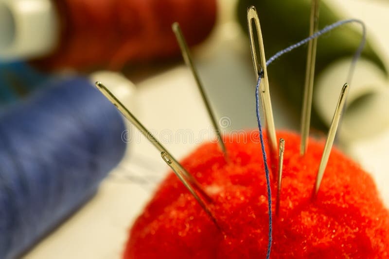 Sewing needle eye close up stock photo. Image of leisure 200638128