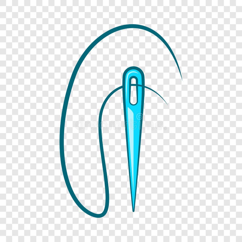Sewing needle with thread icon, cartoon style stock illustration