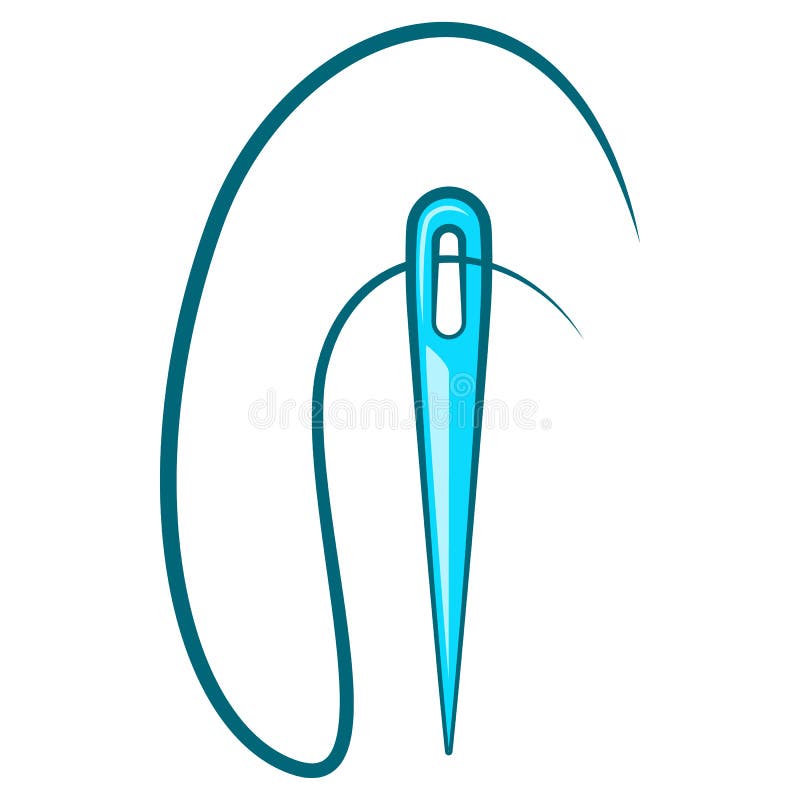 Sewing needle with thread icon, cartoon style royalty free illustration