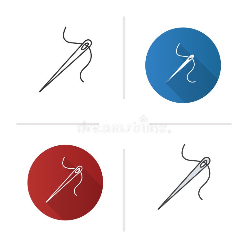Sewing Needle with Thread Spool Color Icon Stock Vector Illustration