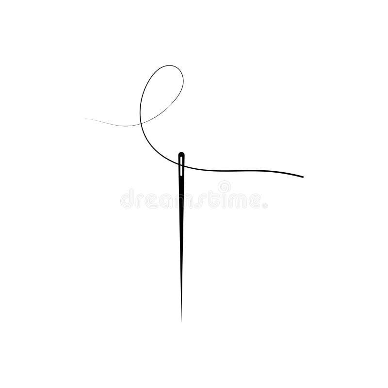 Sewing Needle Vector Isolated with Thread Glyph Icon. Silhouette Symbol ...