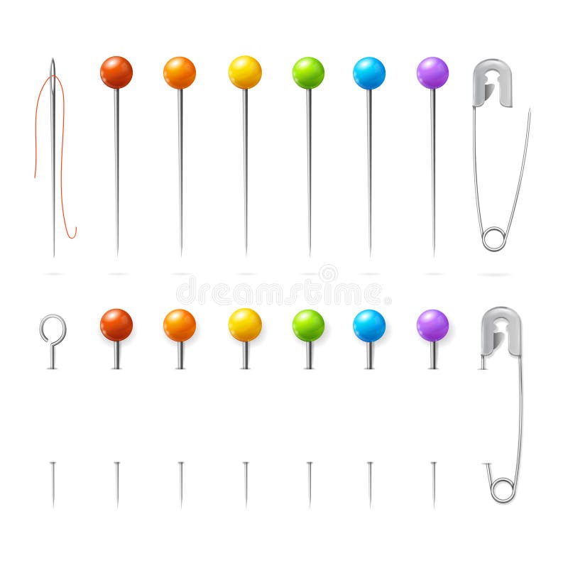 Sewing Needles or Pin Set. Vector Stock Vector Illustration of fabric