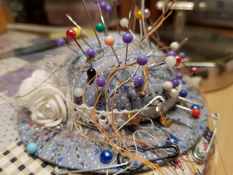 Sewing Needles are Stuck in the Needle Bar Stock Photo Image of