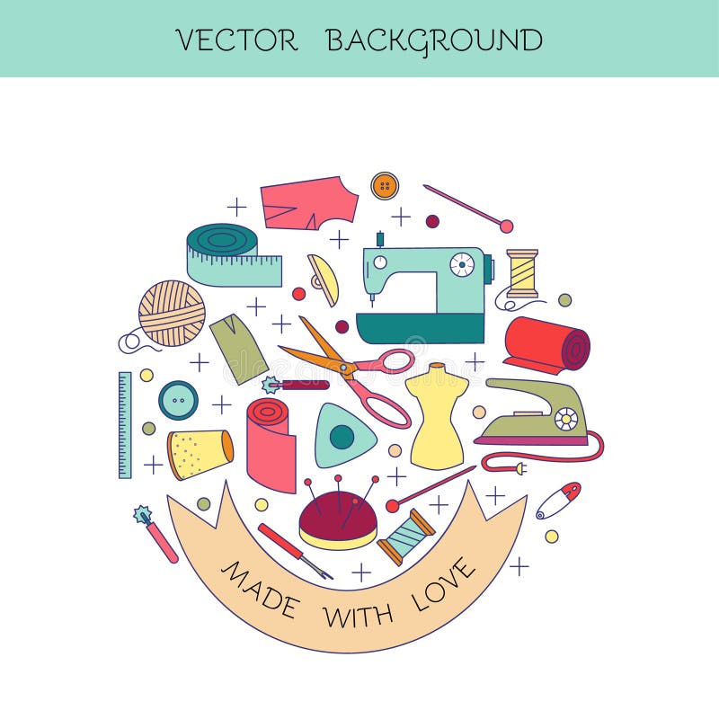 Sewing Needlework Circle Conceptual Illustration Stock Illustrations