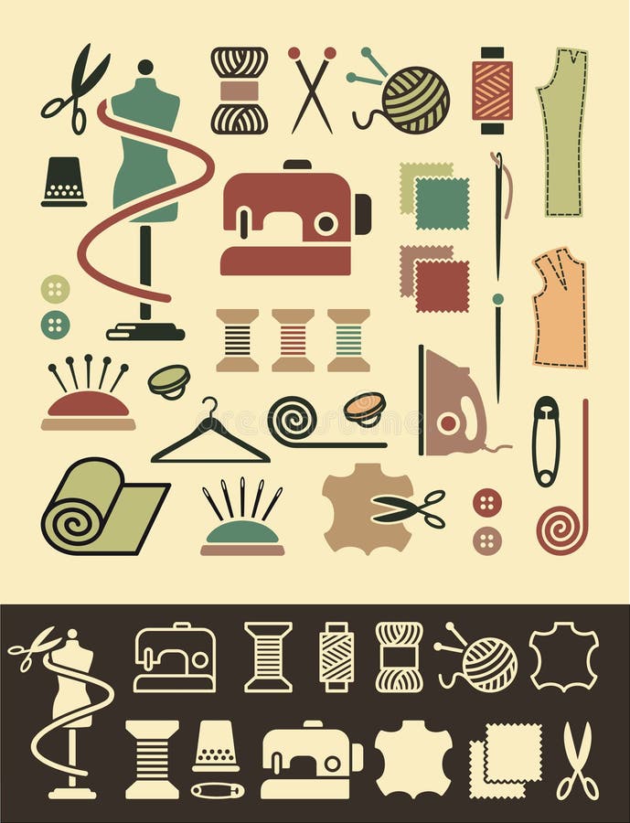 Sewing/Tailor Elements stock vector. Illustration of spool - 8551789