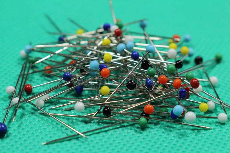 Sewing pins stock photo. Image of equipment, green, little 90782546