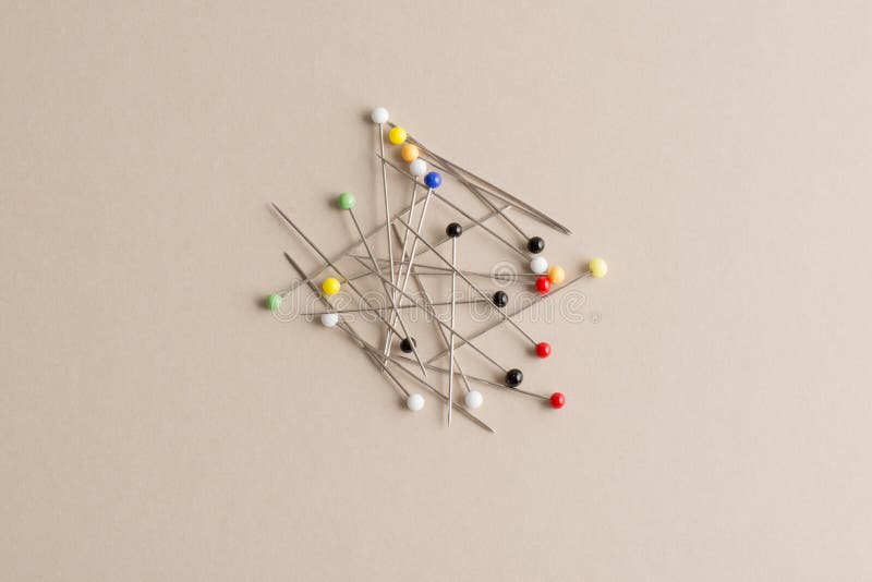 Sewing Pins with Heads of Various Colors Stock Photo Image of needle