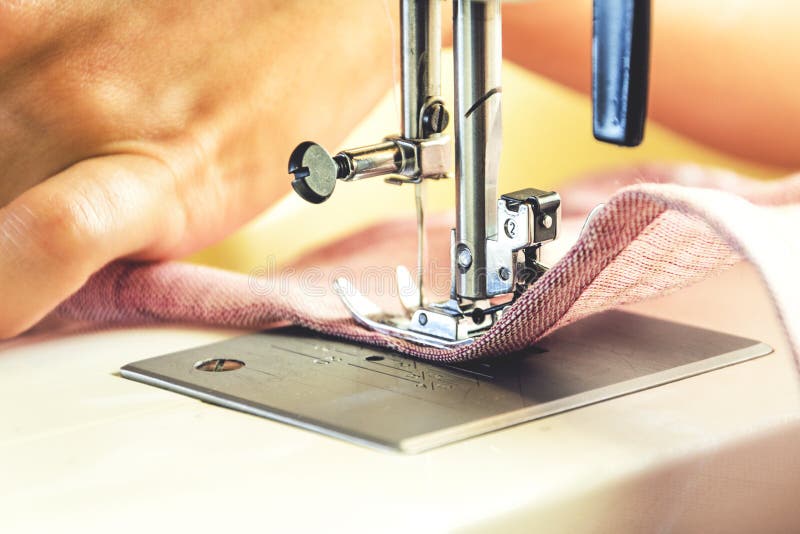 Sewing Process on the Sewing Machine Stock Image - Image of closeup ...