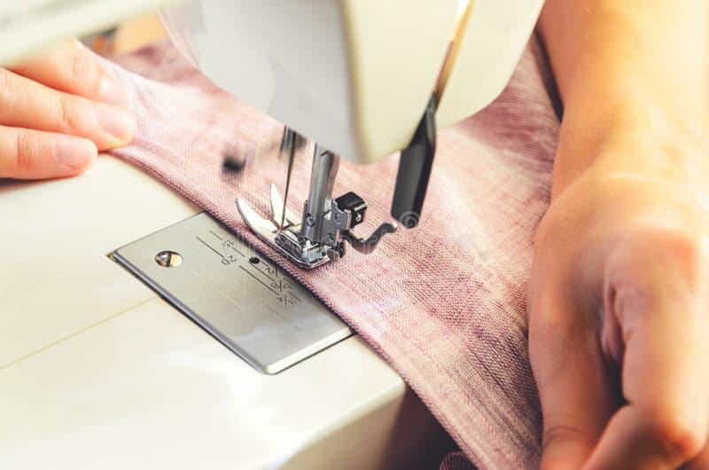 Sewing Process on the Sewing Machine Stock Photo Image of fabric