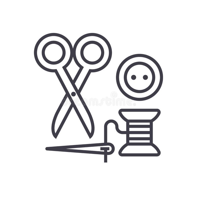 Sewing,scissors, thread, needle, button vector line icon, sign, illustration on background, editable strokes vector illustration Sewing,scissors, thread, needle, button vector line icon, sign, illustration on background, editable strokes vector illustration