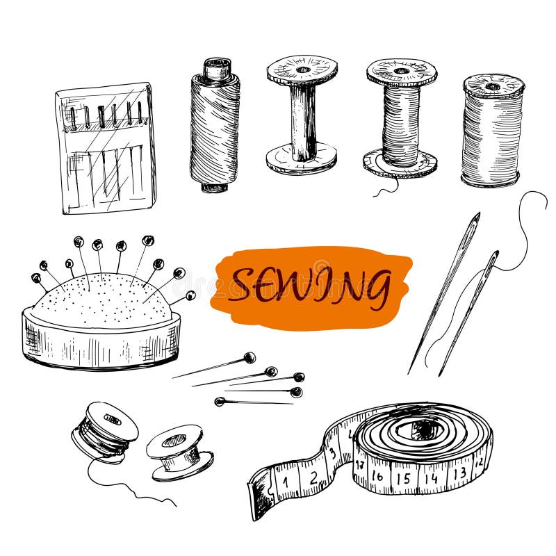 Spool with Threads and Sewing Button Stock Vector - Illustration of ...