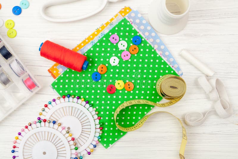Sewing, Sewing On The Sewing Machine, Sewing Supplies, Colored S Stock Image Image of