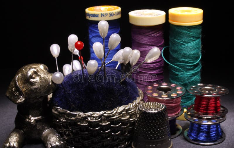 Sewing Still Life, Threads and Pins Stock Photo Image of needle