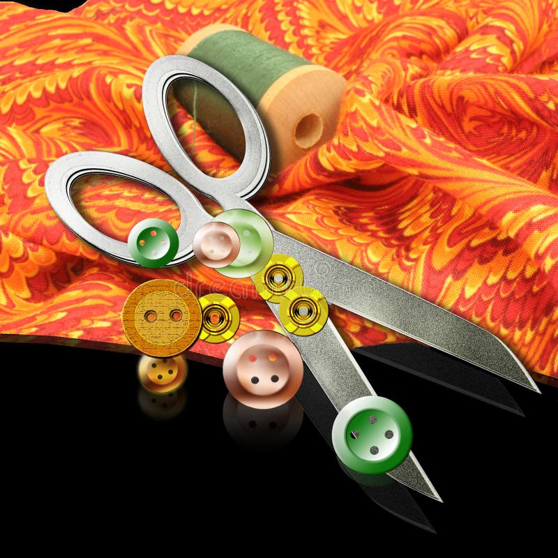 Sewing supplies stock photo. Image of buttons, fabric 8279824