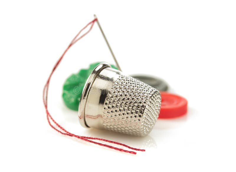 Sewing Thimble and Thread with Needle Stock Image Image of retro