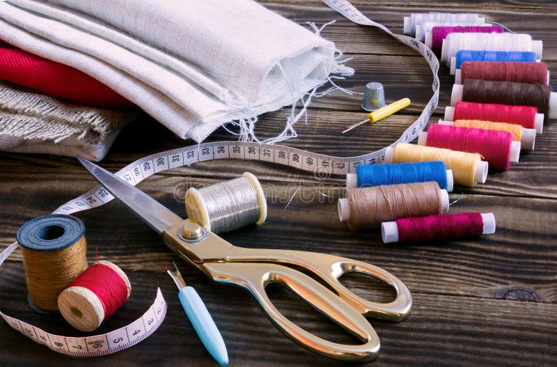 Sewing Tools and Supplies in a Sewing Kit Stock Image Image of group