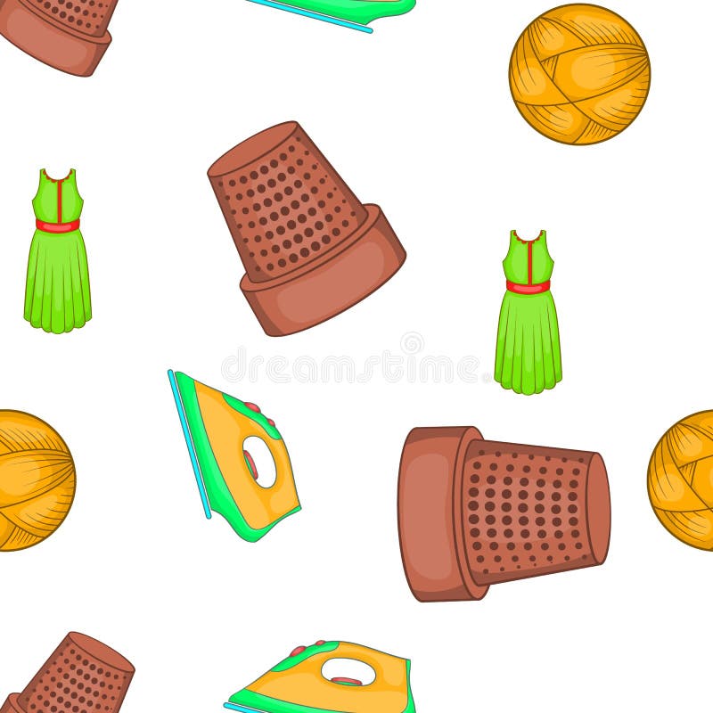 Sewing Tools Pattern, Cartoon Style Stock Vector Illustration of elegant, metal 89192538