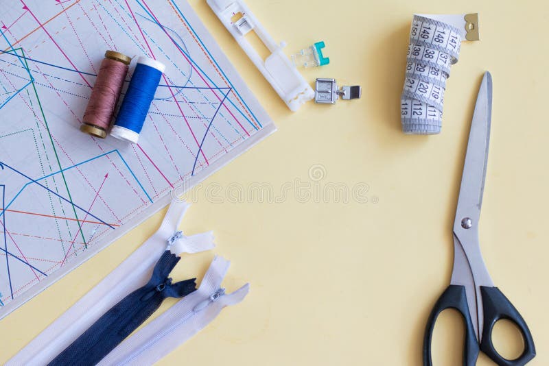 Sewing tools with pattern stock photo. Image of design 150670818