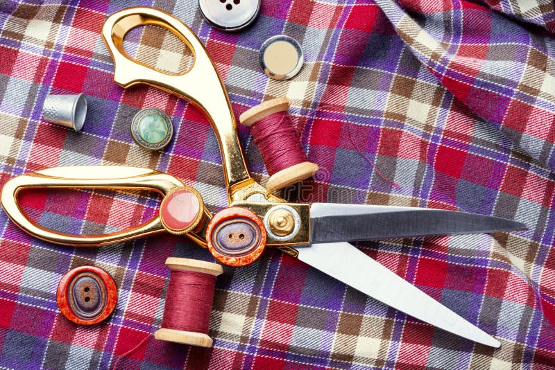 Sewing Accessories and Fabric Stock Photo Image of clothing, making