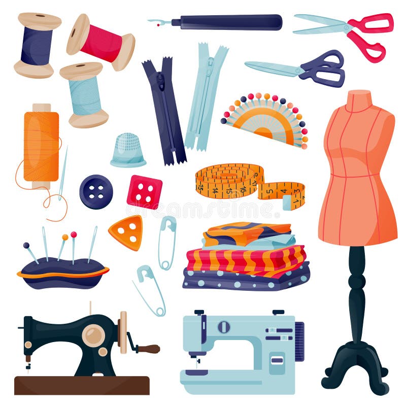 Tools and materials for sewing Royalty Free Vector Image