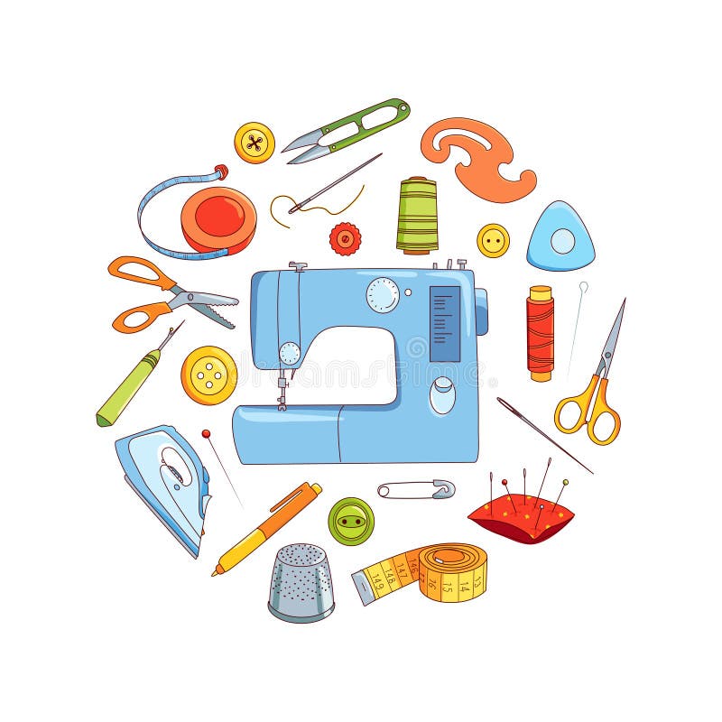 Sewing cutting tools stock illustration. Illustration of sewing 85281515