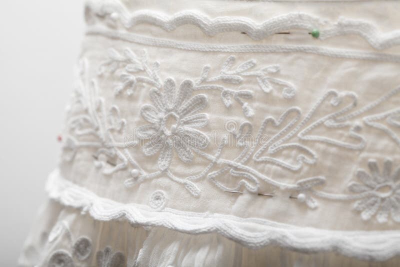 Sewing Wight Skirt Decorated with Laces Stock Image Image of multi