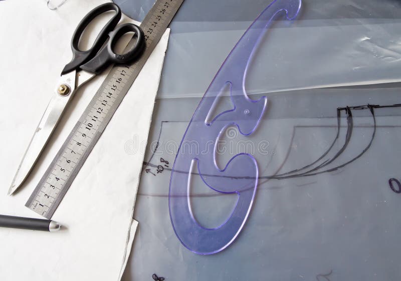 Sewing workplace as background. royalty free stock photos