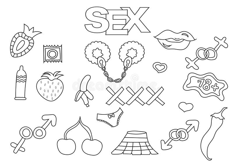 Sex And Elements Hand Drawn Set Coloring Book Template Outline Doodle Free Download Nude Photo