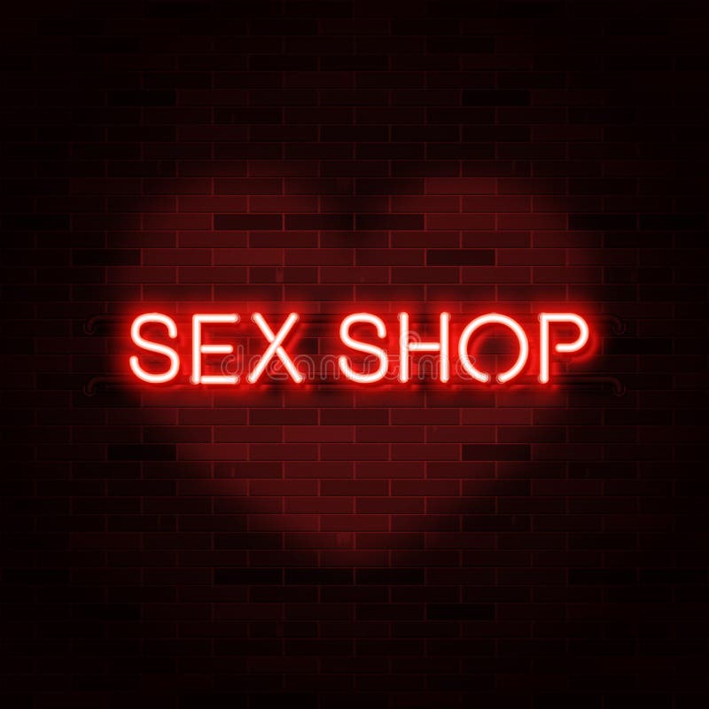 Sex Shop Logo Neon Realistic Text Design Adult Store Vector I Stock Vector Illustration Of