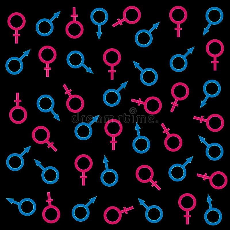 Sex Vector Colorful Symbols Pattern On Black Background Stock