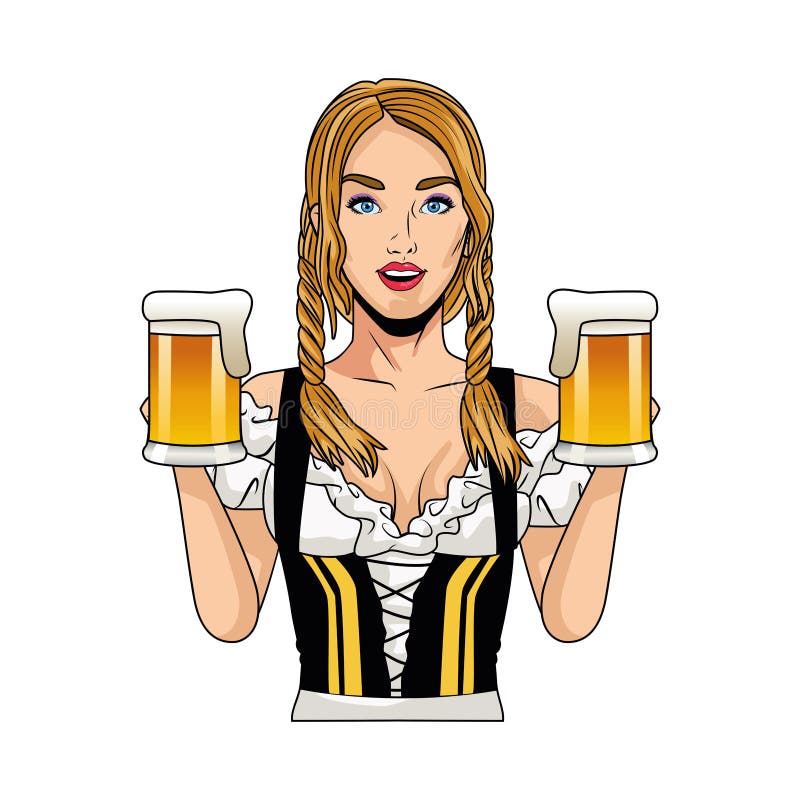 Oktoberfest Sexy Girl Holding Beers Stock Illustrations – 16 ...