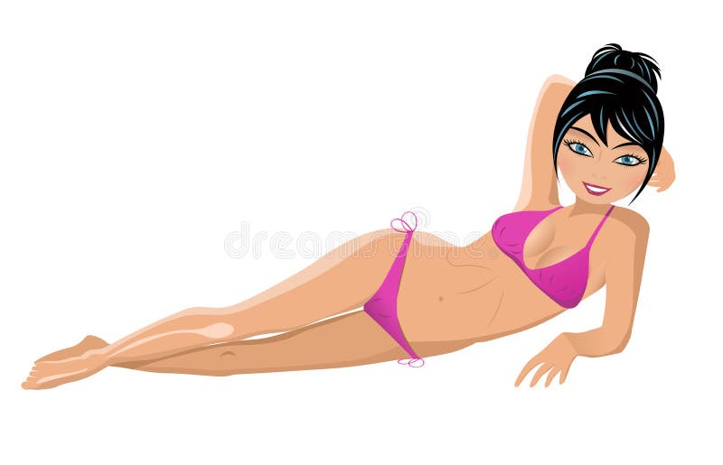 Sexig ung kvinna i bikini vektor illustrationer