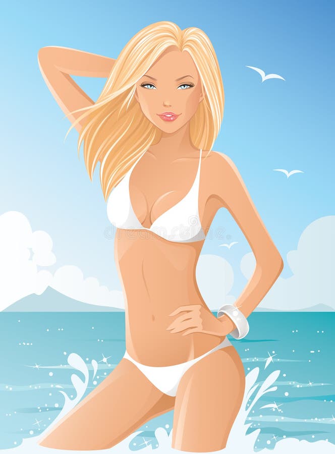 Sexigt kvinnabarn för bikini royaltyfri illustrationer