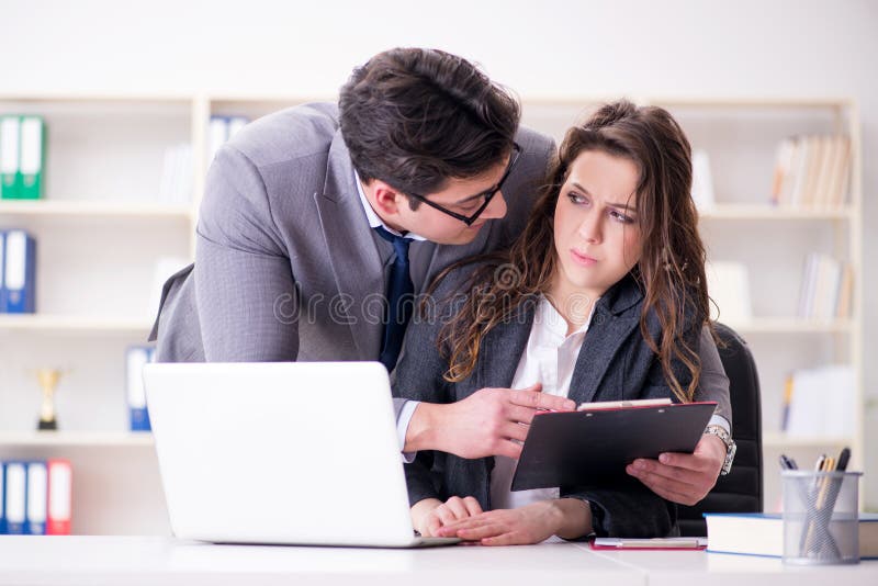 The Sexual Harassment Concept With Man And Woman In Office Stock Image 