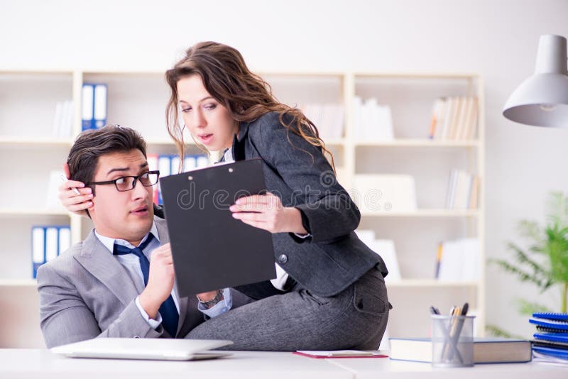 The Sexual Harassment Concept With Man And Woman In Office Stock Image 