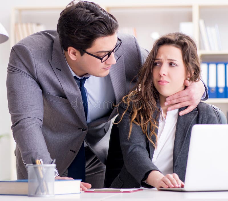 Sexual Harassment Concept With Man And Woman In Office Stock Image Image Of Coworker 