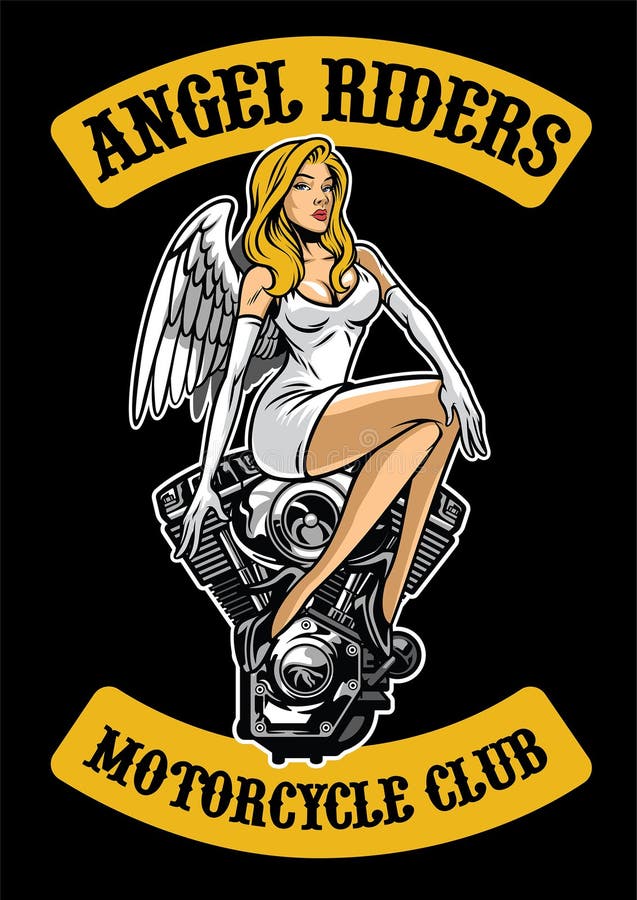 Vector of angel and motorcycle engine. Angel rider vectors