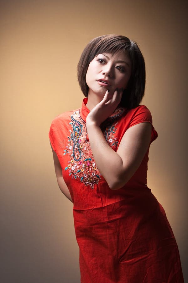 asian girl in red stock images