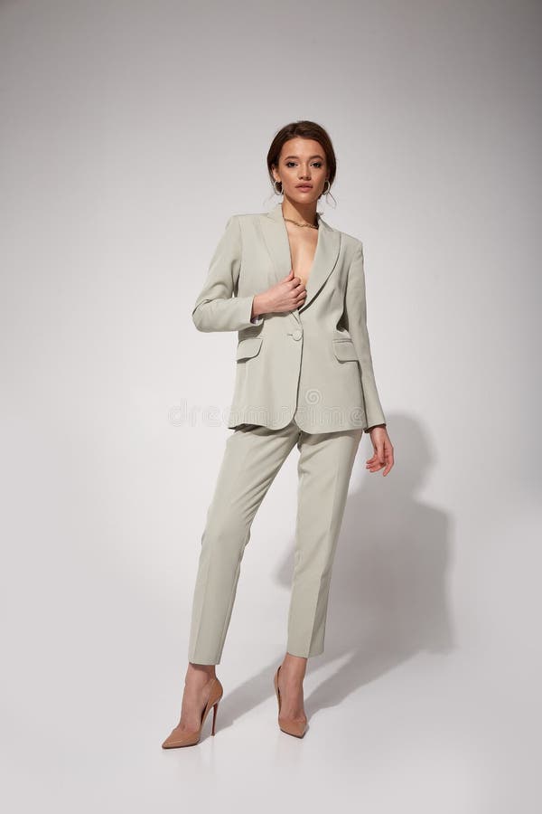 Beautiful Business Woman Lady Boss CEO Manager Makeup Hairstyle Brunette  Wear Clothes Office Dress Code Suit Jacket Pants Stock Photo - Image of  luxury, background: 210602276