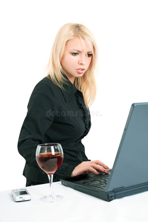 blonde with a laptop