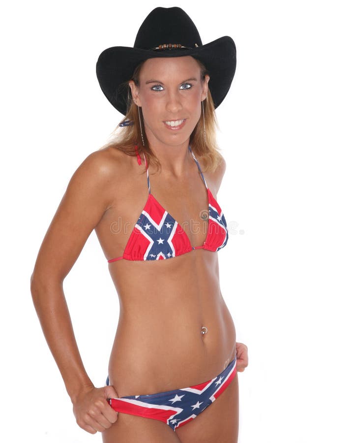 Cowgirl in hat and bikini. 