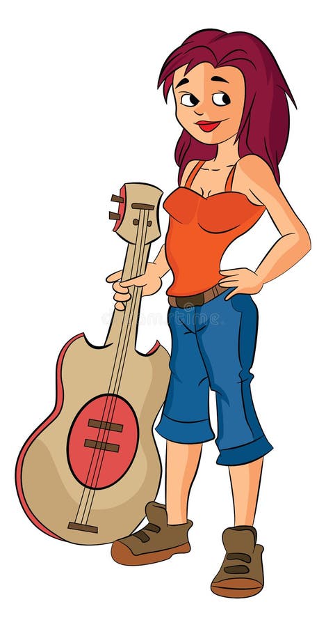 Sexy Female Redhead met gitaar, illustratie stock illustratie Sexy Female Redhead met gitaar, illustratie stock illustratie