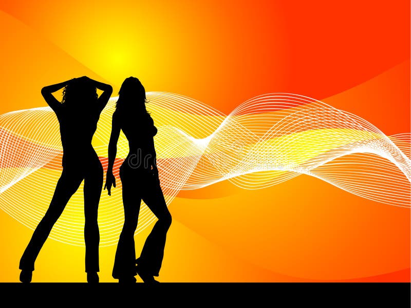 Silhouettes of two females