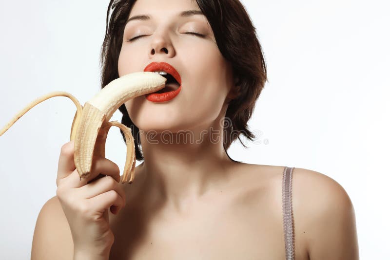 Implied Flirty Cute Girl Eats Banana Naughty Pic Photo Print