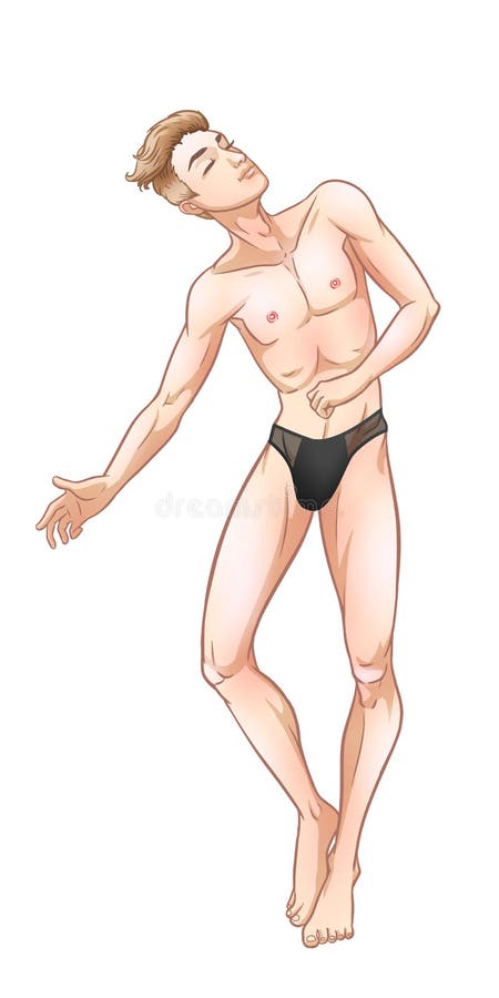 Sexy handsome man dancing in underwear, stripper, go-go boy, gay club disco, vector illustration