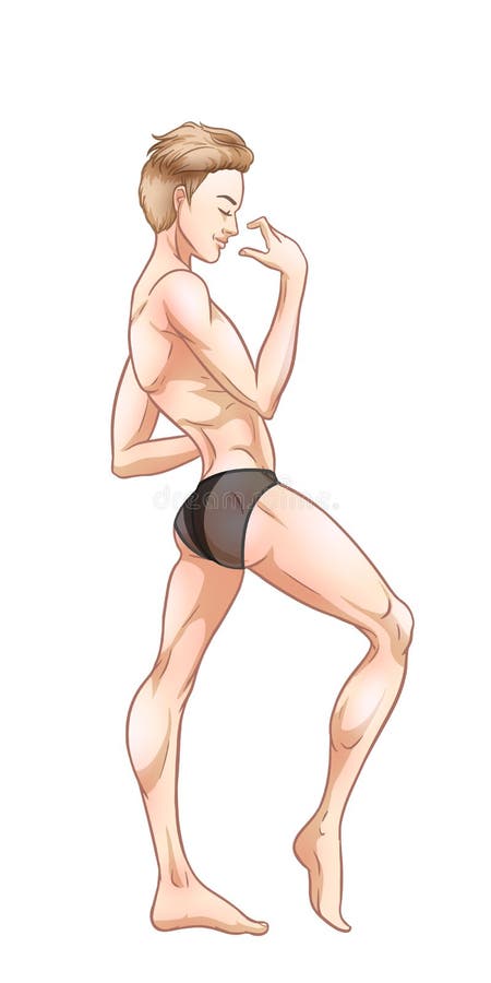 Sexy handsome man dancing in underwear, stripper, go-go boy, gay club disco, vector illustration
