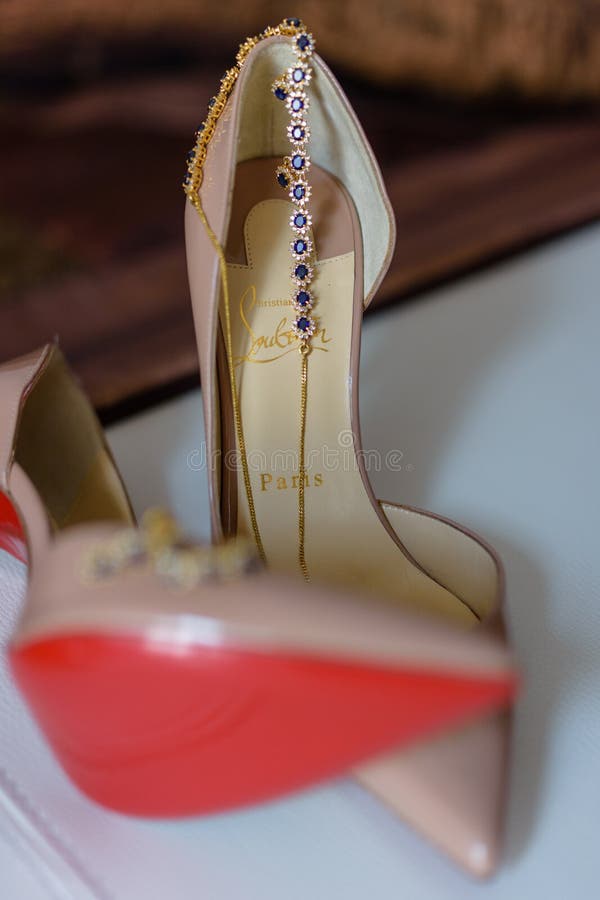 Brides red sole high heels stock image. Image of woman - 30398699