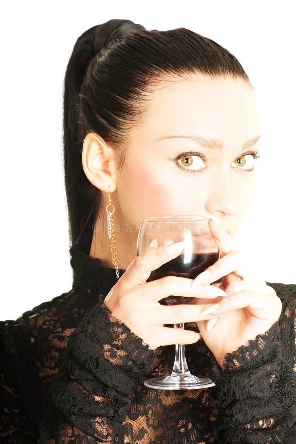 lady with a glass of red wine